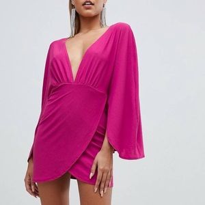 PrettyLittleThing plunge cape bodycon dress